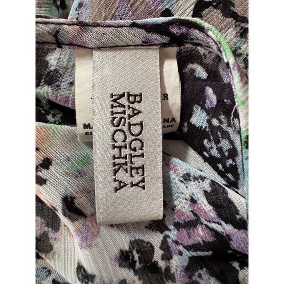 Badgley Mischka Floral Beaded V-Neck Blouson Top Gathered size L 100% Polyester - Picture 5 of 16